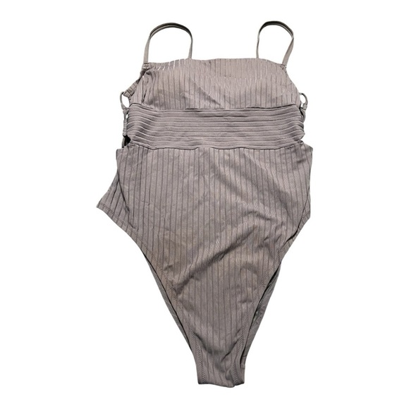 NWOT Shade & Shore Women’s Square Neck Strappy Side Ribbed One-Piece Swimsuit XL - Picture 3 of 6